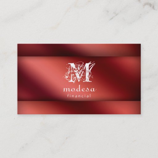 Customizable Financial Business Cards Red Metallic