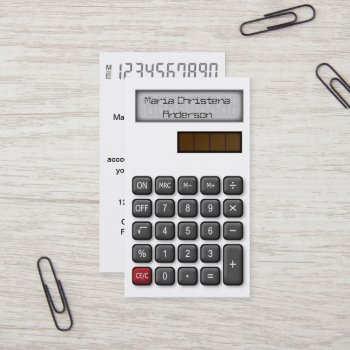 Financial Calculator Business Card (white) by bwmedia at Zazzle