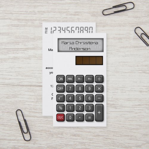 Financial Calculator Business Card White