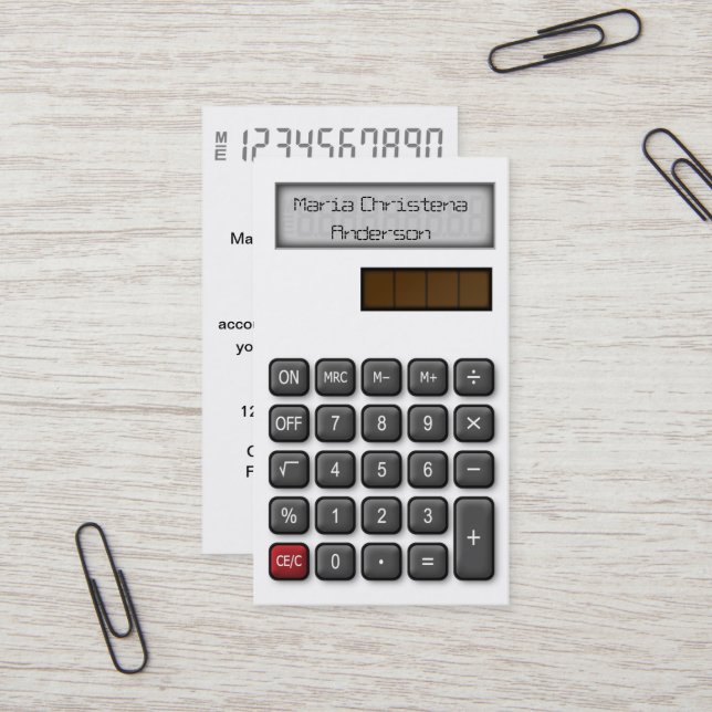 Financial Calculator Business Card (White) (Front/Back In Situ)