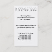 Financial Calculator Business Card (White) (Back)