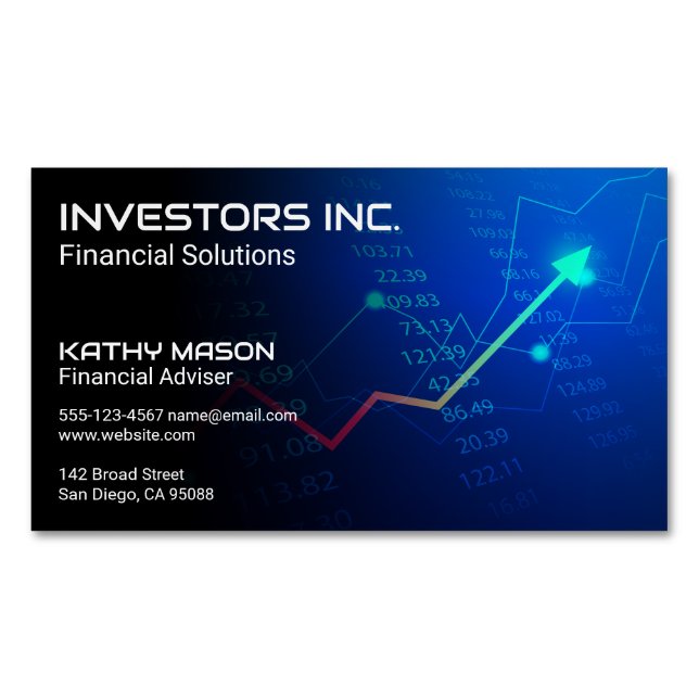 Financial Chart and Numbers Business Card Magnet (Front)