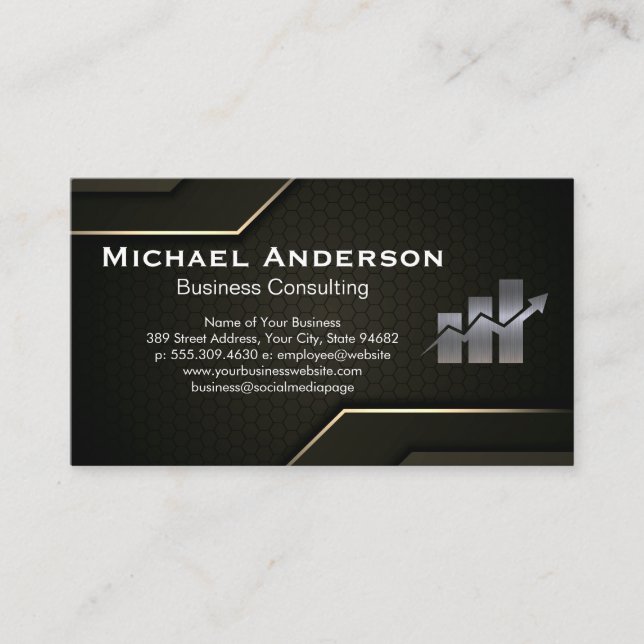 Financial Chart Bar Graph Logo | Corporate Business Card (Front)