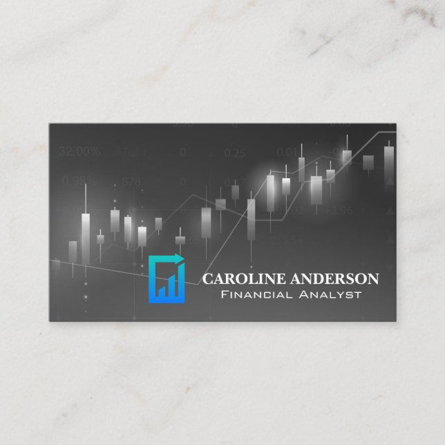Financial Chart | Candlestick Graph Business Card (Front)