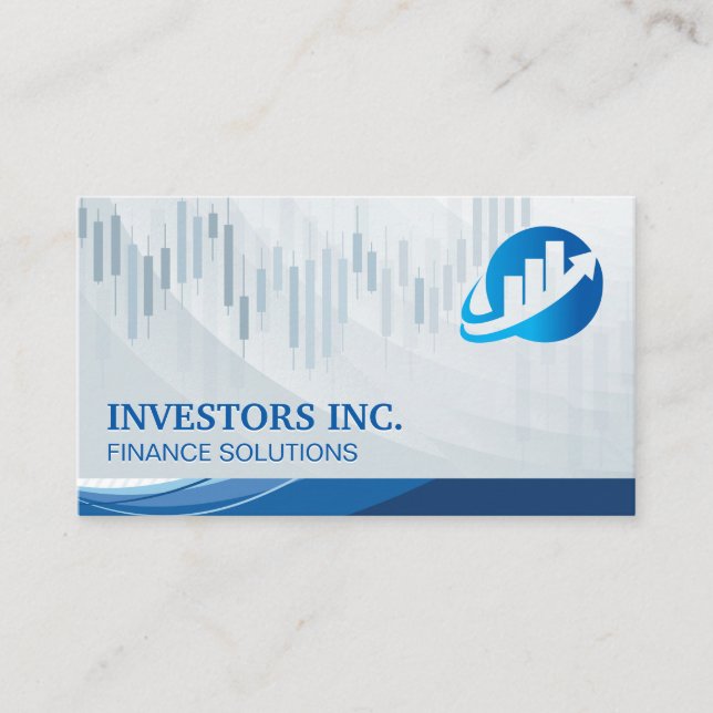 Financial Chart | Growth Graph Logo Business Card (Front)