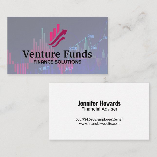 Financial Chart Logo | Investing Business Card (Front/Back)