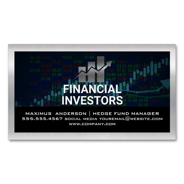 Financial Chart Logo | Stock Reports Business Card Magnet (Front)
