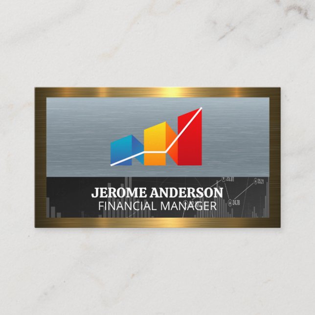 Financial Charts | Metallic Business Card (Front)