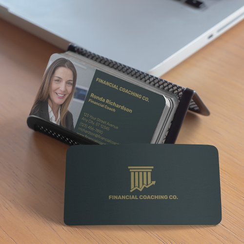 Financial Coach Professional Forest Green Business Card