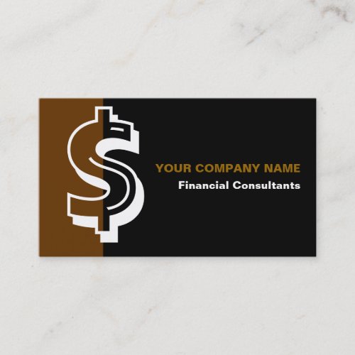 Financial consultant black brown business card