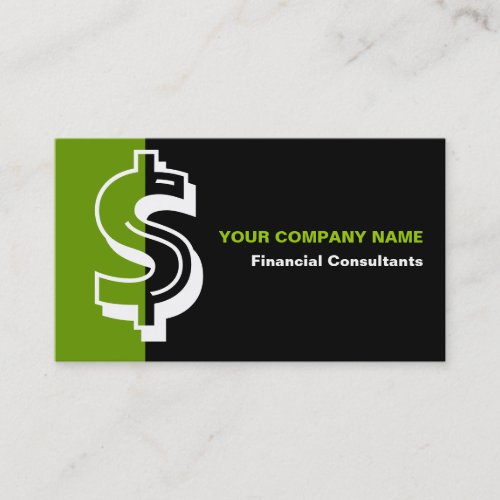 Financial consultant black green business card