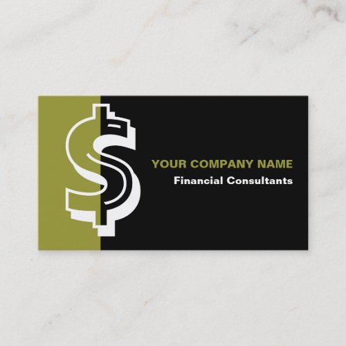 Financial consultant black olive business card