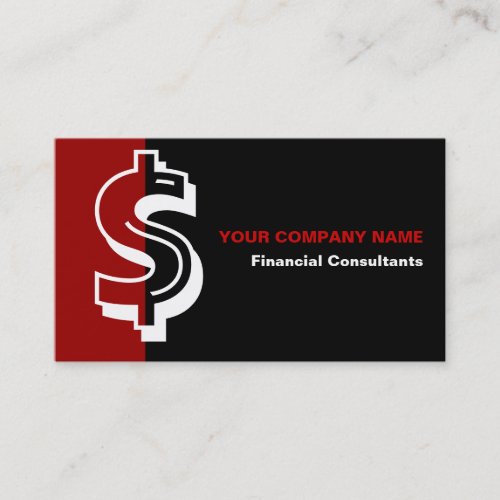 Financial consultant black red  business card