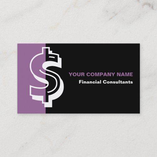 Financial consultant mblack purple business card