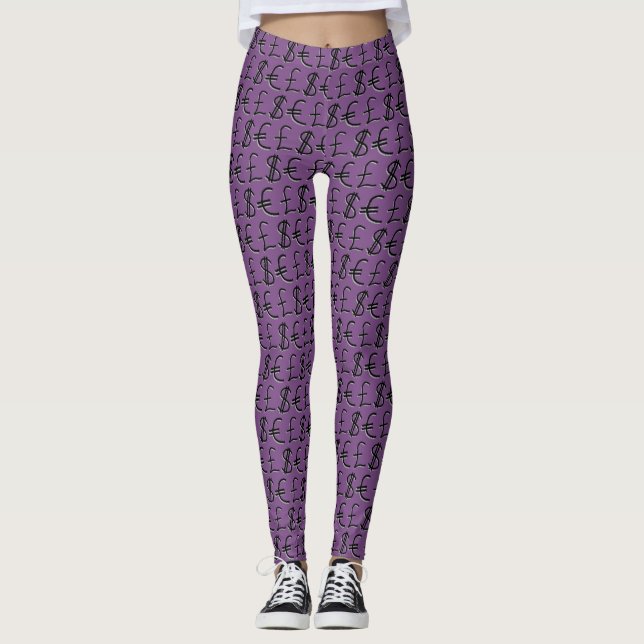 Financial Currency Symbols Design Leggings (Front)