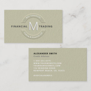 Financial Faux Embossed Monogram Professional Business Card