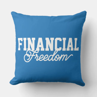 Financial Freedom Typography Blue FFS Throw Pillow