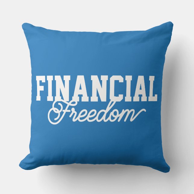 Financial Freedom Typography Blue FFS Throw Pillow (Front)