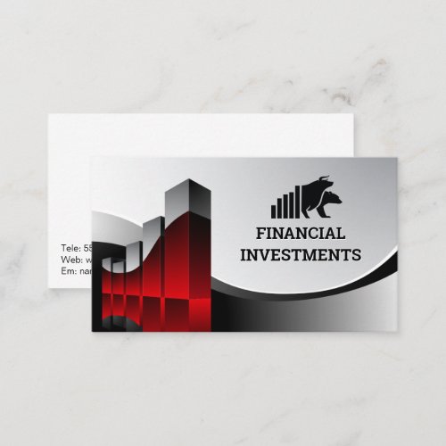 Financial Graph  Bear Bull Logo Business Card