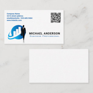 Financial Graph   Business Man   QR Code Card