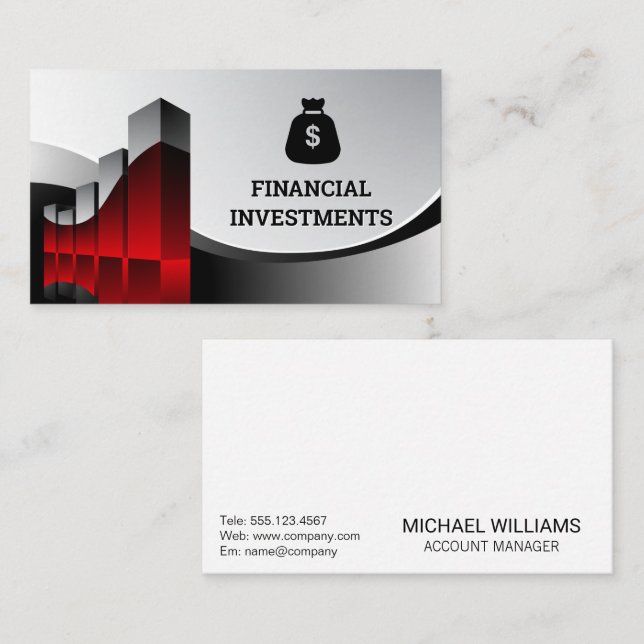 Financial Graph | Money Bag Business Card (Front/Back)