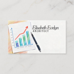 Financial Growth Analysis: Graph Paper and Pen Business Card