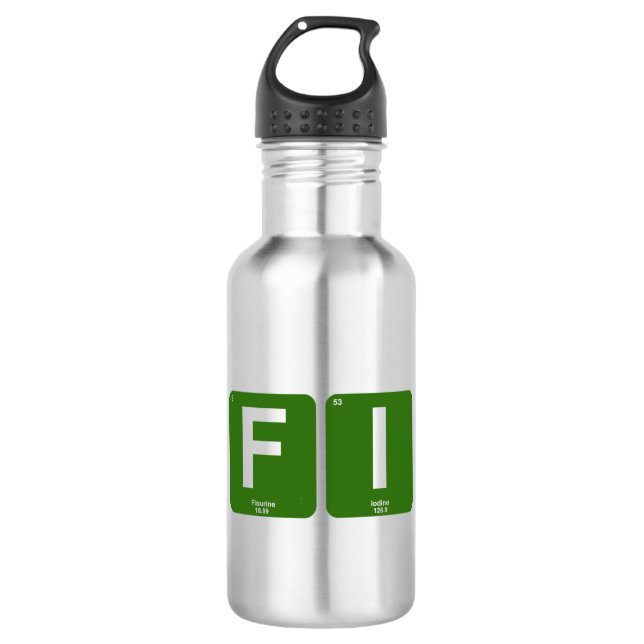 Financial Independence Periodic Table Stainless Steel Water Bottle (Front)