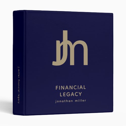 Financial Legacy Binder Navy Blue and Gold