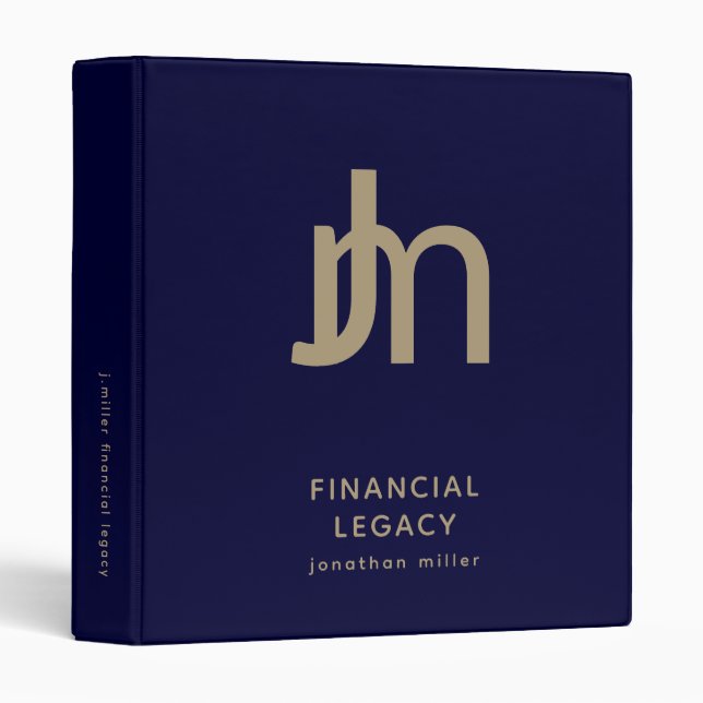 Financial Legacy Binder Navy Blue and Gold (Front/Spine)