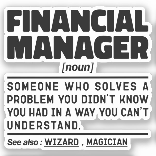 Financial Manager Noun Management Inspirational Sticker (Front)