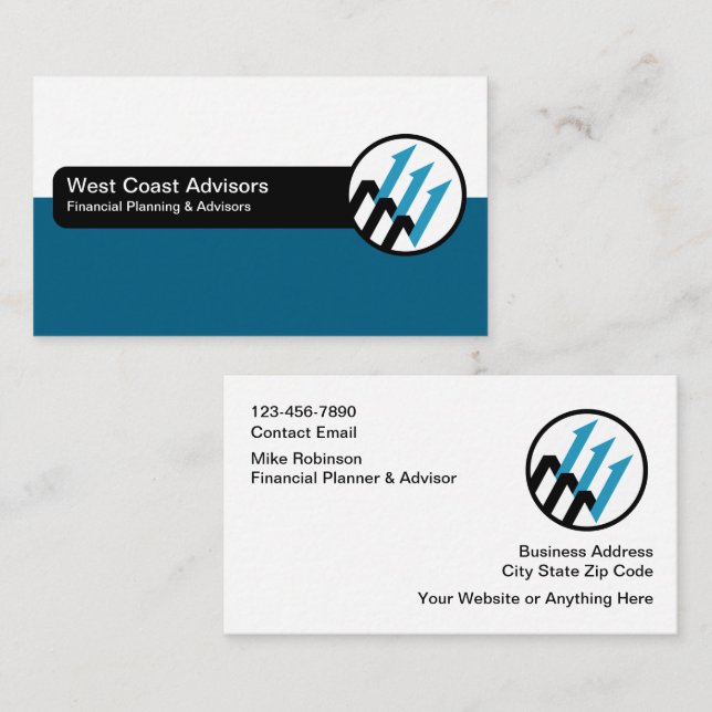 Financial Planner And Advisor Business Cards (Front/Back)