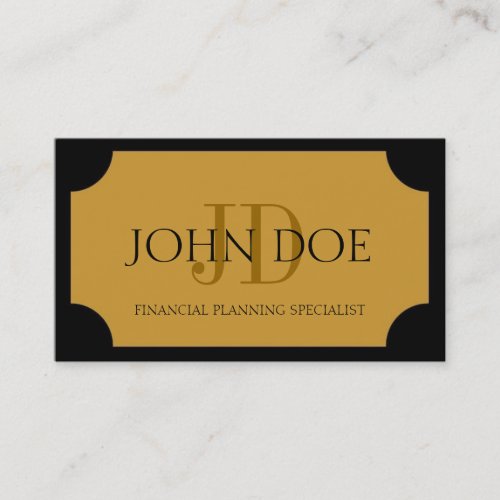 Financial Planner Black/Yellow Gold Plaque Business Card