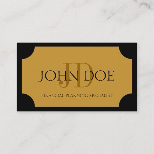 Customizable Financial Planner Black/Yellow Gold Plaque Business Card
