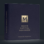 Financial Planner Blue Leather Print Gold Initial 3 Ring Binder<br><div class="desc">Stay organized and showcase your professionalism with this Personalized Financial Planner Binder. Designed with financial planners in mind, this binder features a rich blue leather print background that exudes sophistication. The front showcases a brushed metallic gold monogram initial logo, with your company name elegantly displayed below in golden classic typography....</div>