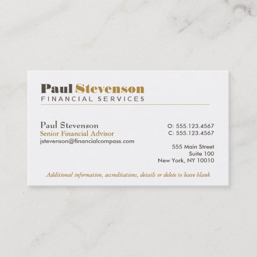 Financial Planner Business Card