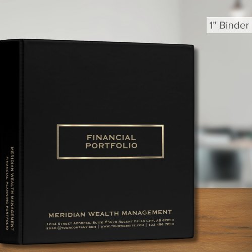 Financial Planner Portfolio Black and Gold 3 Ring Binder