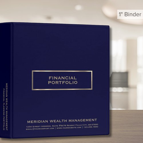 Financial Planner Portfolio Navy Blue and Gold 3 Ring Binder