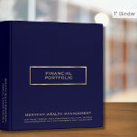 Financial Planner Portfolio Navy Blue and Gold 3 Ring Binder<br><div class="desc">Elevate your financial planning practice with our Professional Financial Planner Portfolio in Navy Blue and Gold. Meticulously crafted, this portfolio binder combines sophistication with functionality. Perfect for organizing documents, investment proposals, client portfolios, and financial reports, this binder exudes professionalism in every detail. The sturdy 3-ring mechanism ensures secure document storage,...</div>