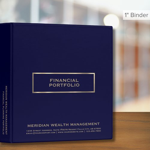 Financial Planner Portfolio Navy Blue and Gold 3 Ring Binder