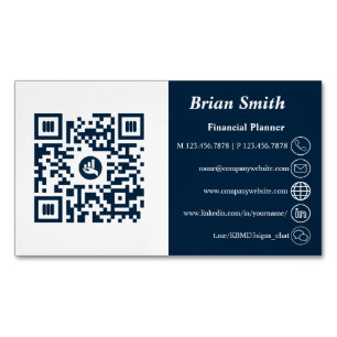Financial Planner QR Code Blue Business Card Magnet