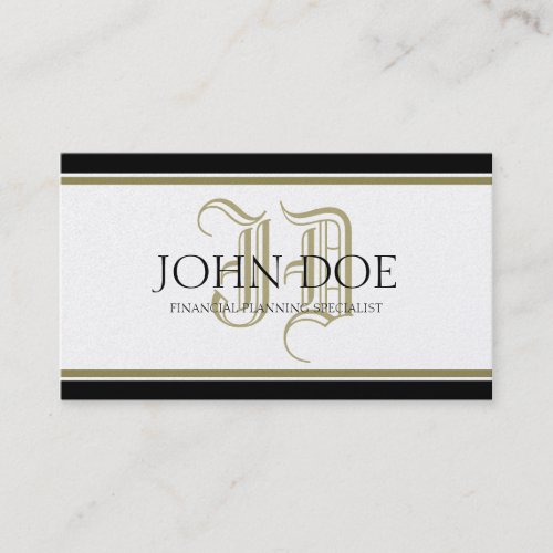 Financial Planner Roman Golden Monogram Business Card