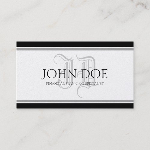 Financial Planner Roman Platinum Monogram Business Card