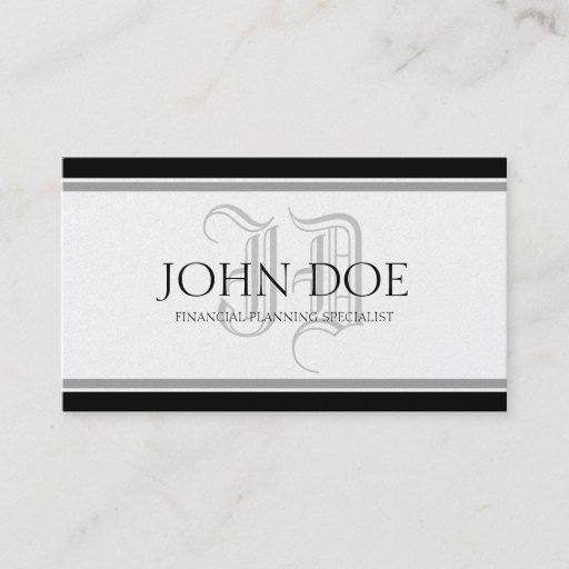 Customizable Financial Planner Roman Platinum Monogram Business Card
