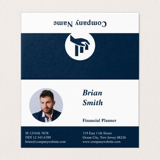 Financial Planner White & Blue Business Card (Outside Unfolded)