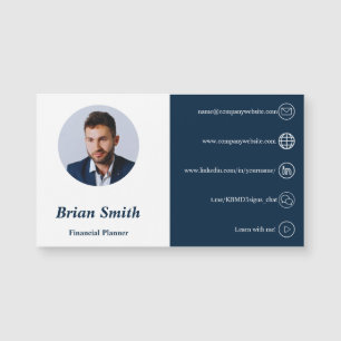 Financial Planner White-Blue Business Card Magnet