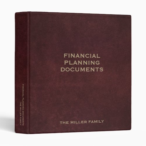 Financial Planning Documents 3 Ring Binder