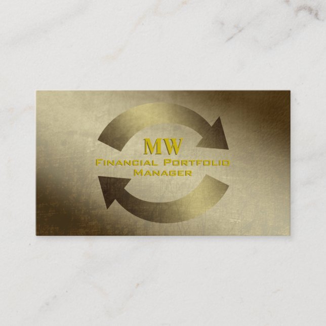 Financial Portfolio Manager, Gold leather effect Business Card (Front)