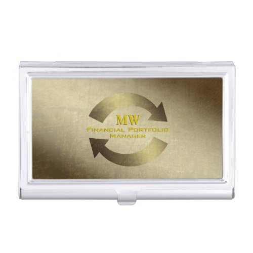 Financial Portfolio Manager Gold leather look Business Card Case