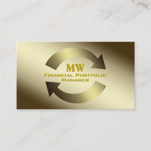 Financial Portfolio Manager Gold theme logo Business Card