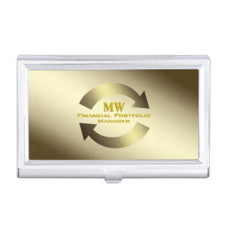 Financial Portfolio Manager, Gold theme logo Business Card Case
